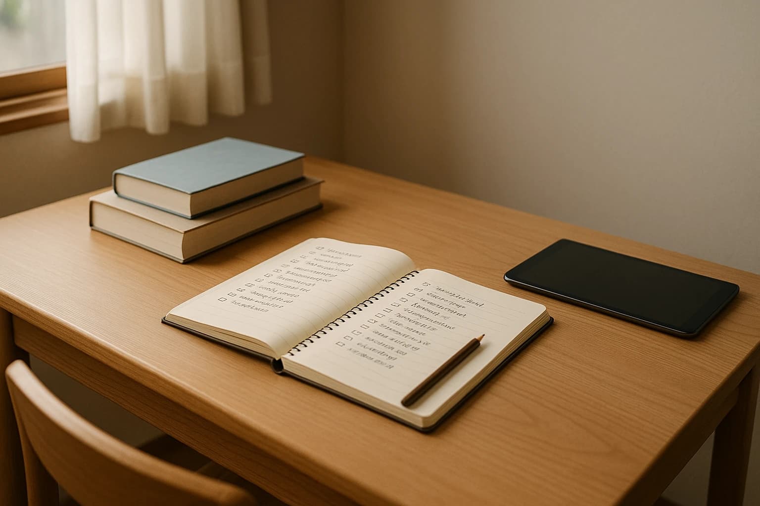 学習机に広げられたノートと比較資料